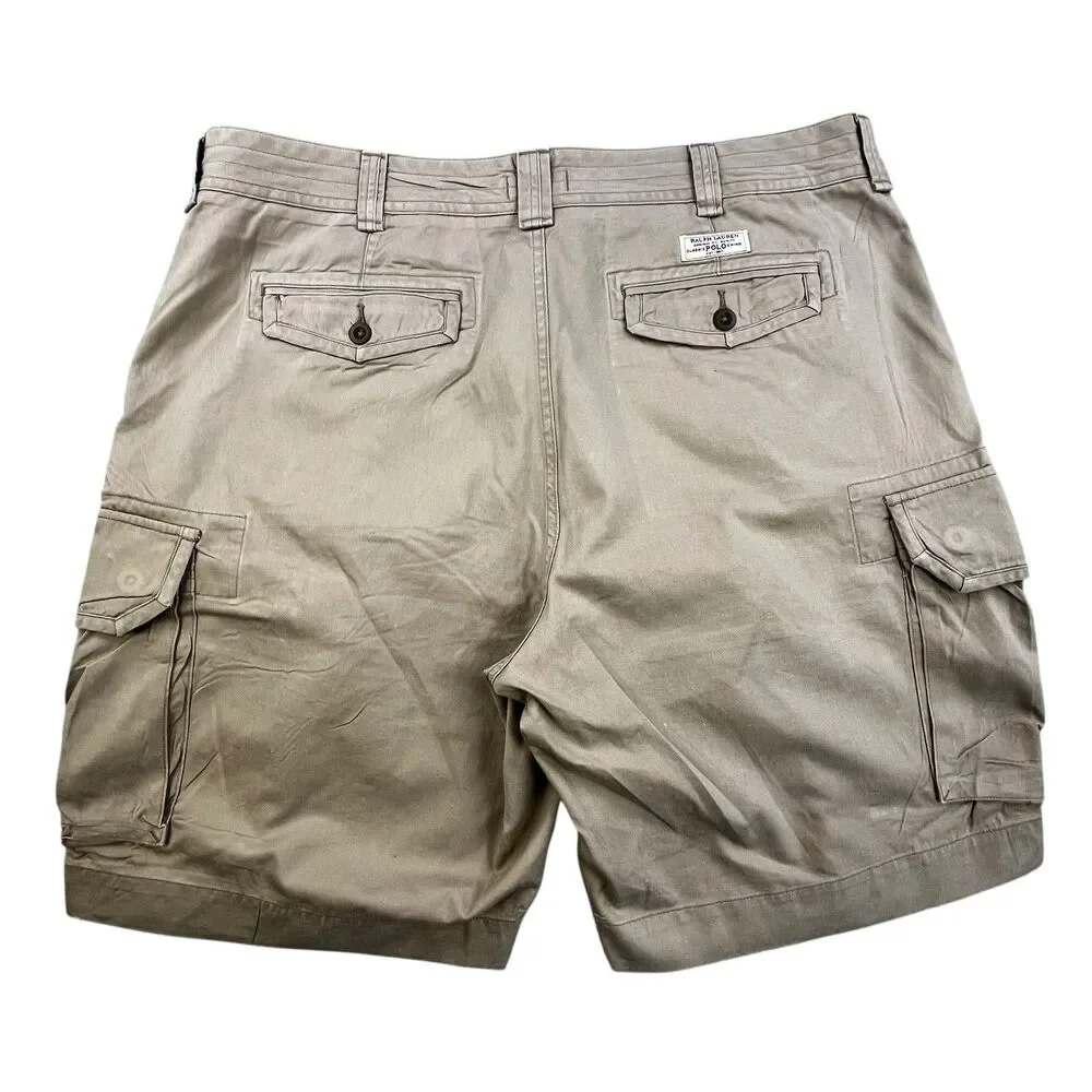 Polo Ralph Lauren Cargo Shorts Mens Size 42 Khaki Military Style 10.5” Inseam